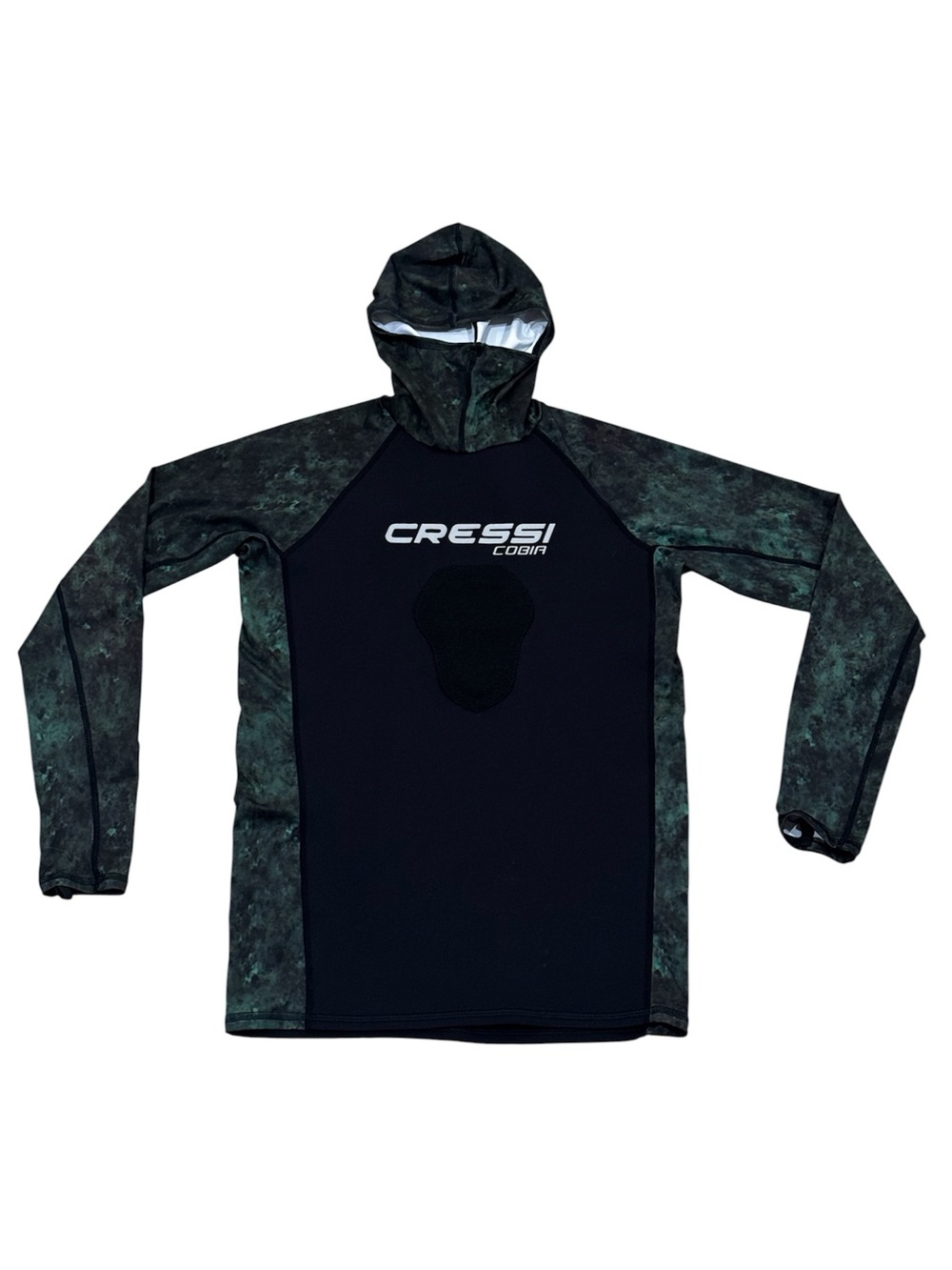 Cressi Cobia hooded camo wetsuit scuba top, long sleeves, reinforced chest, M.
